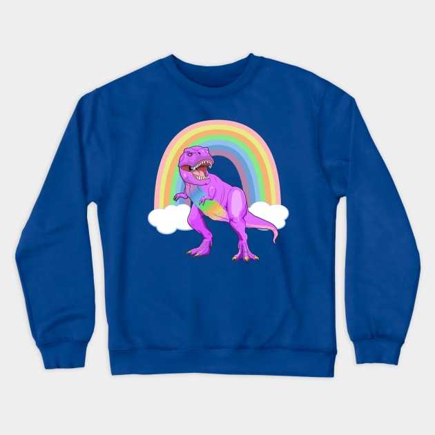 Pride T Rex Dinosaur LGBTQ Ally Rainbow Crewneck Sweatshirt by RongWay